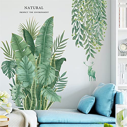 Vinilo decorativo de hoja tropical colgante verde