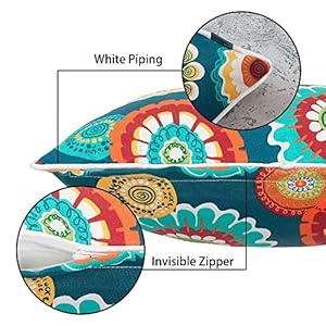 Magpie fabrics pack of 2 outdoor lumbar pillow case covers 12×20 waterproof rectangular throw pillowcase shell decorative sham for patio garden couch heronsbill turquoise green  urban country home decor