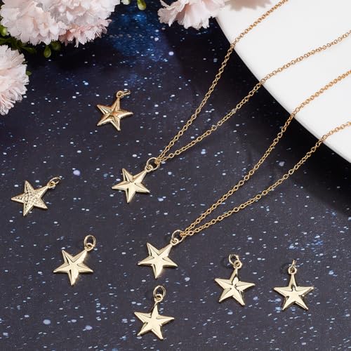 Beebeecraft 1 Box 20Pcs Star Charms Real 18K Gold Plated Five-Pointed Dangle Pentagram Charms with Jump Ring for Jewelry Making DIY Earring Necklace Bracelet - Image 4