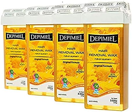 Honey Roll On Wax, Hair Removal Wax Cartridge, Depilatory Wax Roller for Sensitive Skin, Home Self Waxing, legs and arms. Not include Wax Warmer and Strips, 3.52 Ounce (4 Pack)