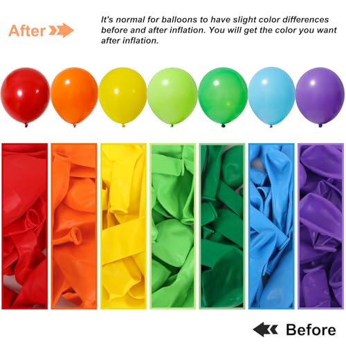 Image of RUBFAC Rainbow Balloon Arch Kit 129pcs Different Sizes Pack of 18 12 10 5 Inch, Latex Colorful Balloons Garland for Birthday Party Decorations