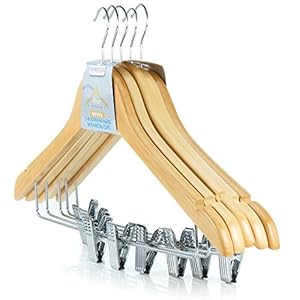 Hangerworld 5er Holz Kleiderbügel mit Clips