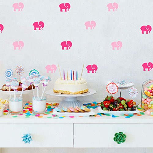 KoalaBear Brand Wall Decal Pink Elephants Peel & Stick Removable Wall Sticker for Children Nursery/Bedroom/Playroom, 27 PCS