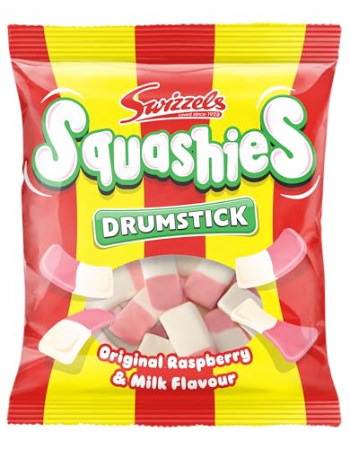 Swizzels Squashies Sweets Drumstick Squashies Original - Raspberry and Milk Flavour- Single Pack 120g