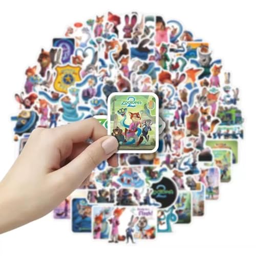 Zootopia2 Stickers for Water Bottles 100 Pcs Cute Waterproof Beautiful and Fashionable Youth Stickers Suitable for Cups Phones Bicycles Guitars Suitcases Piano Skateboard.