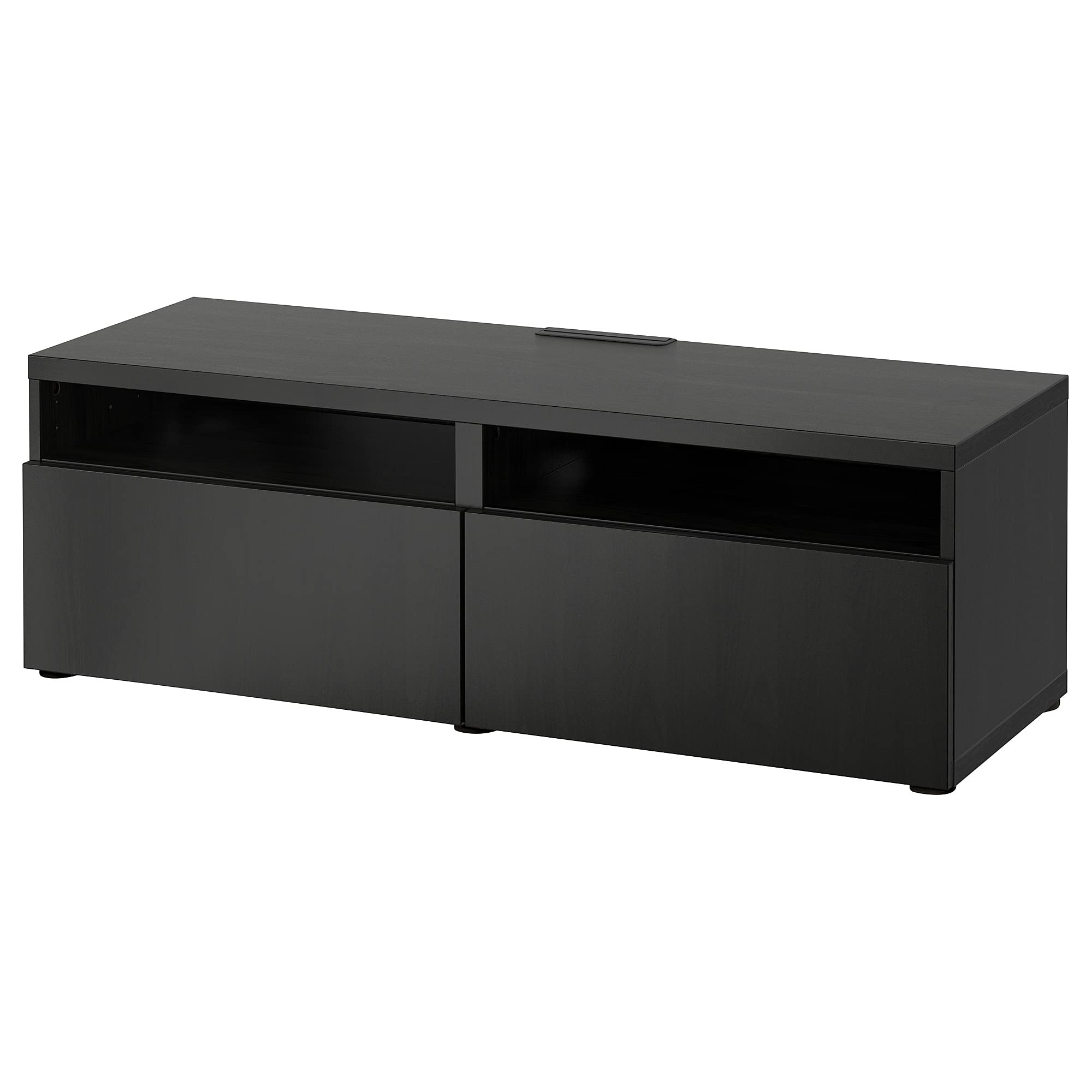 Banc TV noir-brun 120x42x39 cm avec tiroirs de rangement discrets