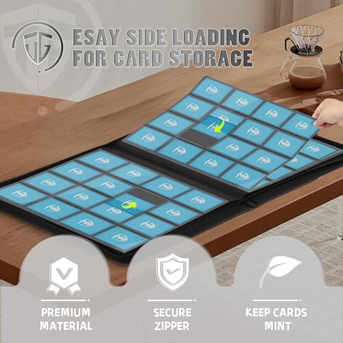 Image of 16 Pockets Trading Card Zipper Binder for 1000+ Cards| Secure Side Loading Pockets | Trading Card Album Folder | Compatible with YuGiOh, MTG,Sports Cards (Orange 16)