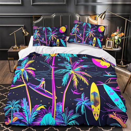 Housse de couette impression 3D parure de lit 3 pièces microfibre résistante