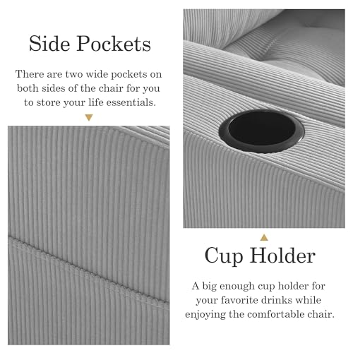 Image of 3-in-1 Sleeper Chair Pull Out Sofa Bed, Convertible Reclining Seat Upholstered Armchair, Adjustable Backrest Recliner Chair with Side Pockets, Cup Holder & USB Ports - Light Gray
