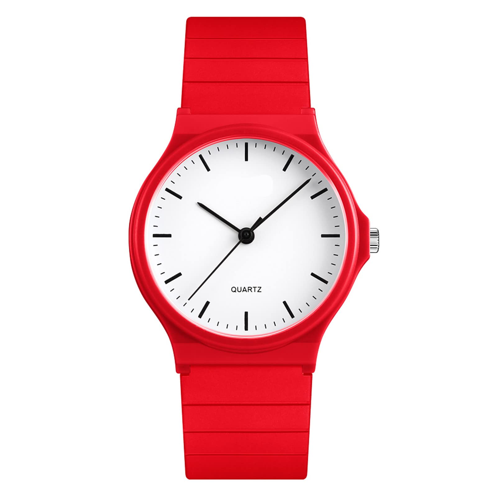 ForraderUltra Thin Women Quartz Watch, Waterproof Wrist Watch with Colorful Silicone Band for Lady Girls Dress Casual Students Medical Professionals Nurses Doctors (Red)
