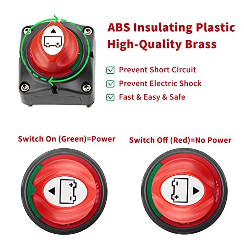 LUNEKUCK Accuschakelaar, 12 V-48 V batterij, scheidingsschakelaar, accu, power cut off schakelaar, batterij, hoofdschakelaar, 12 V, 275 ampère, batterijscheidingsschakelaar voor boot, motorfiets, - Afbeelding 5