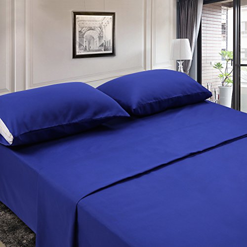 Image of Twin XL Sheets Set 4 Piece - Luxury 1800 Bedding Sheets & Pillowcases - 1 Flat Sheet,1 Fitted Sheet and 2 Pillow Cases - Extra Soft Cooling Bed Sheets - Deep Pocket up to 16 inch (Twin XL, Royal Blue)