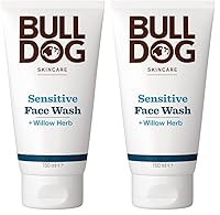 Bulldog Skincare for Men Sensitive Face Wash, Non-Drying Sensitive Skin Cleanser, With Baobab Oil, Oat Oil and Willow Herb, 150ml (Pack of 2)