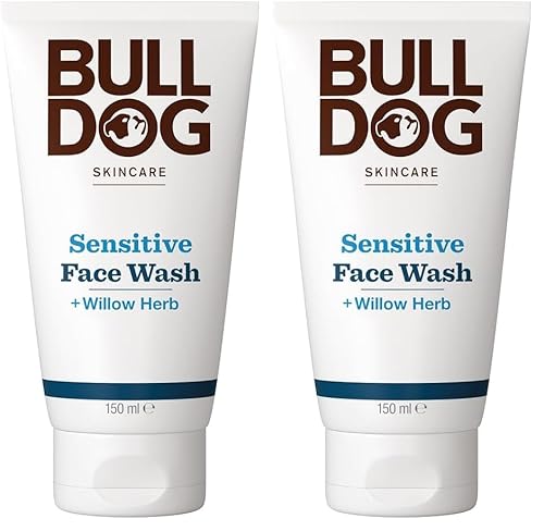 Bulldog Skincare for Men Sensitive Face Wash, Non-Drying Sensitive Skin Cleanser, With Baobab Oil, Oat Oil and Willow Herb, 150ml (Pack of 2)