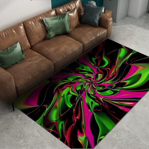 Tapis lavable en machine motif tourbillon multicolore art moderne