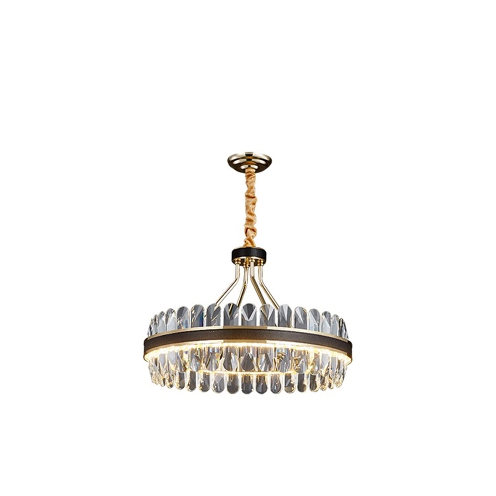 LYMSXAZOU Crystal Chandelier Luxury Pendant Lights Living Room Decoration Hotel Villa lamp Black Iron Ceiling Mounted Lighting k9 (Color : dimmable, Size 2 Layer 80cm-50cm)