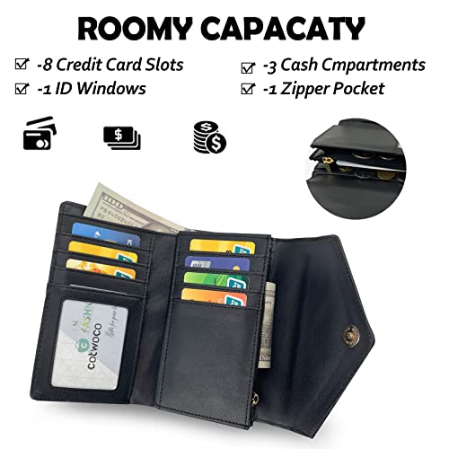 Small Wallet Women Leather Card Holder Wallet for Women Coin Purse with 8 Card Slots 5