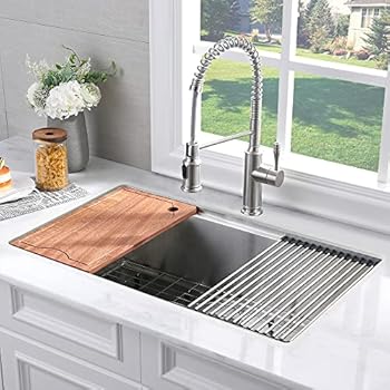 32 Undermount Kitchen Sink Stainless Steel-SOMRXO 32 Inch Stainless Steel  Undermount Sink Workstation 16 Gauge 10 Inch Deep Single Bowl Stainless ...