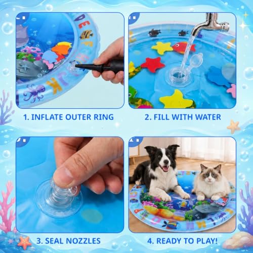 Image of Cat Water Cooling Mat 65cm Sensory Play Pad for Cats & Dogs