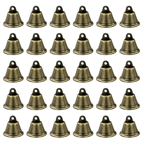 HXMJIED 60 Pcs Antique Bronze Jingle Bells - 38MM Mini Hanging Vintage Bells for Christmas and Crafts, 3.8 CM