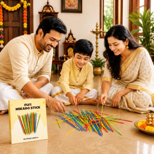 Image of FLYI Mikado Sticks Game for Kids with 41 Colourful Pick-Up Sticks, Fun Multiplayer Indoor Outdoor Board Game Ages 5 Years and Above, Best Return Gift for Kids Birthday Party Activity Play Toy