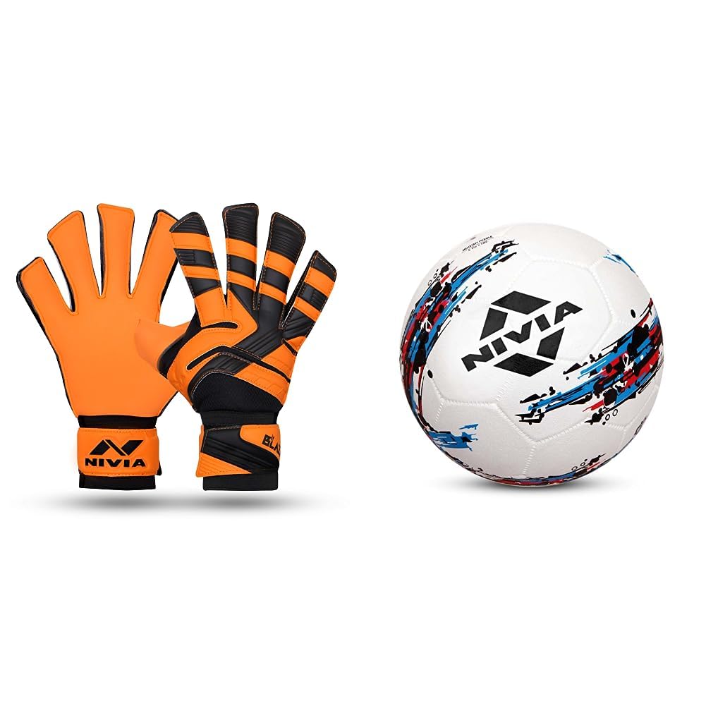 Nivia Blaze Synthetic Goalkeeper Gloves, Medium (Orange/Black) Storm Football | Football Size - 5 (White) (B0CDGT6P45) Amazon Price History, Amazon Price Tracker