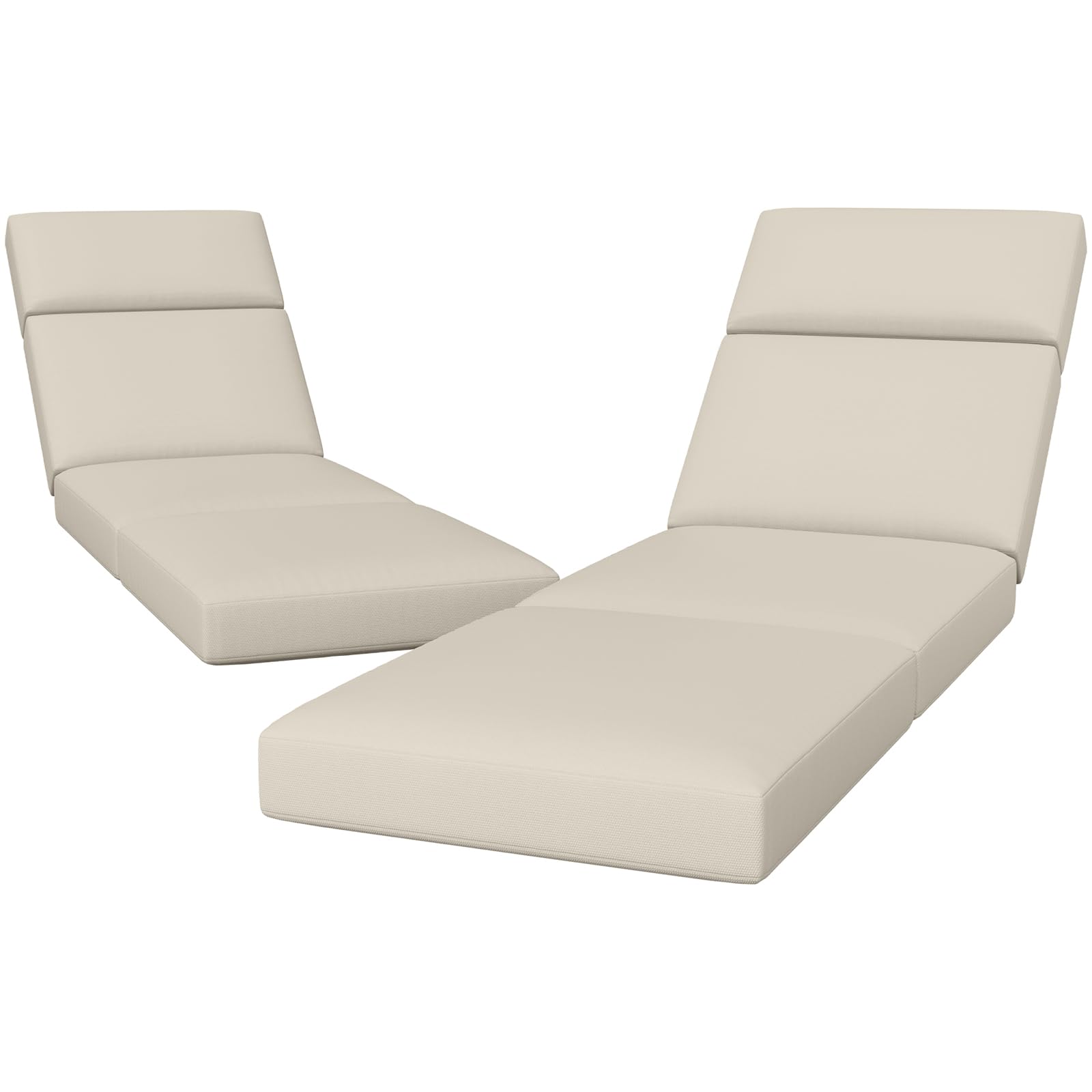 Photo 1 of 2 Pcs Chaise Lounge Cushions Outdoor, 72 x 21 x 4 Inch Lounge Chair Cushions for Outdoor Furniture - Waterproof Lounge Patio Replacement Cushion, 4In Thick Fade-Resistant Patio Chaise Lounge Cushion