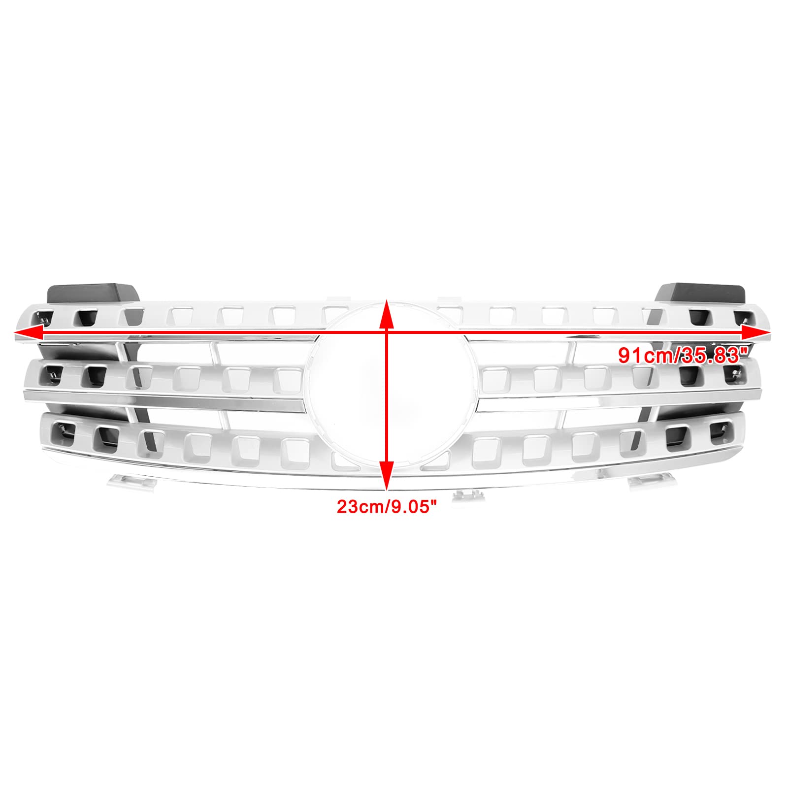 Parrilla del Parachoques Delantero Apto para Mercedes-Benz ML-Class W164 2005-2008 Chrome (No Logo)