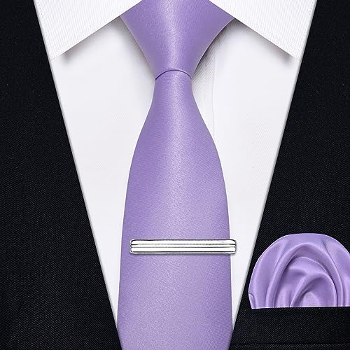 Image of YourTies Skinny Ties for Men Satin 2.4 inch Slim Necktie with Pocket Square Tie Clip Set Solid Color Wedding Party Business