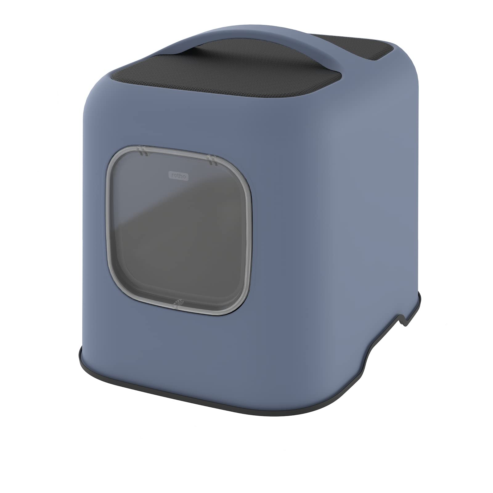Rotho MyPet Biala Cat Litter Tray with Cover and Scoop, Plastic (PP Recycled), Blue/Anthracite, (51.0 x 39.5 x 44.3 cm) โ image 1