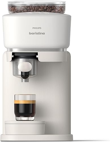 Miniatura 1 de Philips Baristina Espresso Machine - Espresso real, hecho simple. Cafetera compacta, blanco natural con portafiltro blanco, presión de bomba de 16