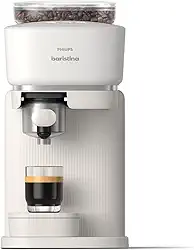 PHILIPS Máquina de café expresso Baristina, moer, tampar e preparar grãos de café de uma só vez, compacta, bomba de pressão de 16 barras, moedor automático, branco natural com filtro portátil