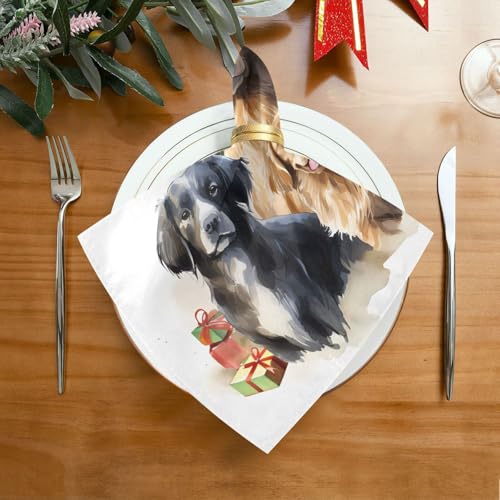 Set de 6 servilletas de tela Navidad perro multicolor 20x20 pulg miniatura 3