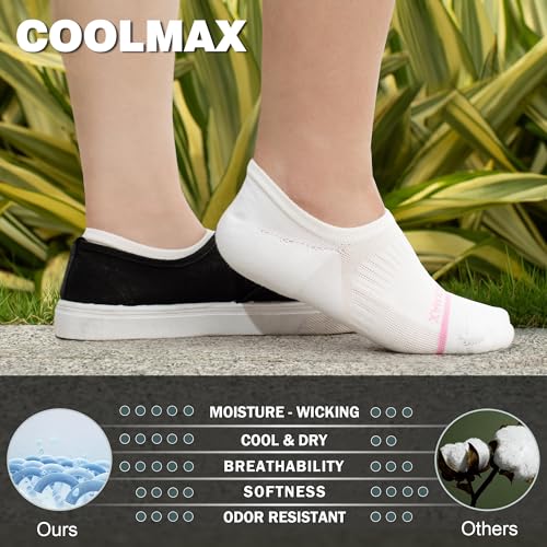 Image of BRISIRA Bamboo Viscose Coolmax Running Golf No Show Socks Women Compression Moisture Wicking Performance Low Cut Tab Athletic