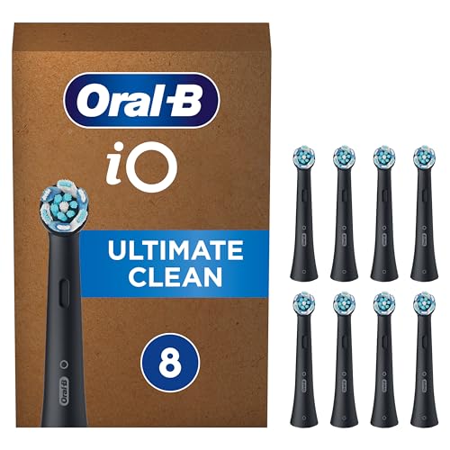Oral-B iO Ultimate Cleaning Toothbrush Heads - Original Toothbrush Attachment for Electric Oral-B iO Toothbrushes - Replacement Brushes, Brush Heads - Deep Cleaning & Plaque Removal - Black, Pack of 8