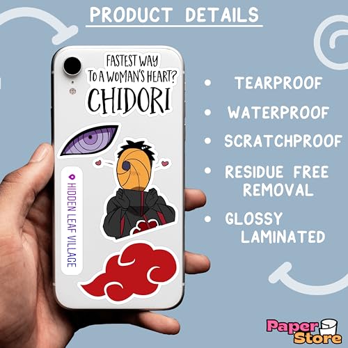 Image of Paper9store Pack of 80+ Naruto Stickers for Laptop, Phone Case, Guitar, Bike, Pc, Scrapbook etc. Waterproof Glossy Laminated Residue Free Anime Stickers