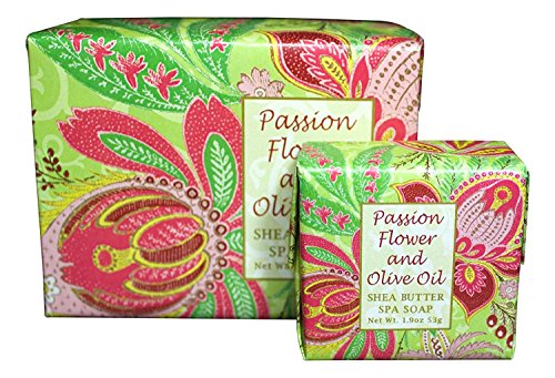 Bundle of 2 Greenwich Bay Trading Co. Soaps - 10.5oz Bath Soap Bar and Matching 1.9oz Hand Soap Bar (Passion Flower and Olive Oil)