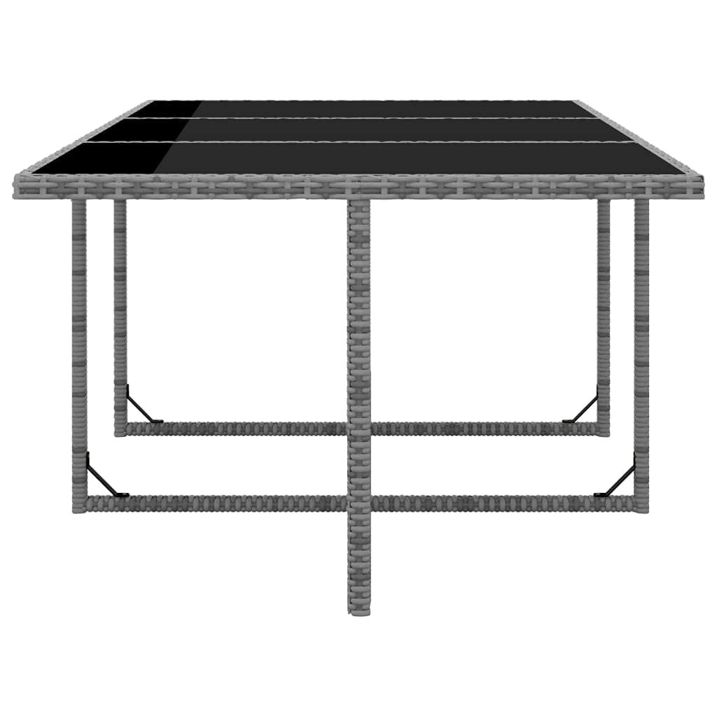 Set da pranzo da giardino in polyrattan, 11 pezzi, con piano in vetro, 167 x 109 cm, resistente alle intemperie, antracite, 10 sedie e cuscini, moderno set da balcone per terrazza e giardino