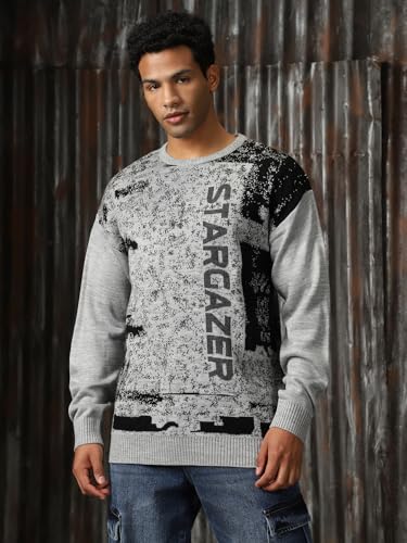 Image of High Star Men Knitted Acrylic Relaxed Fit Round Neck Long Sleeve Sweaters
