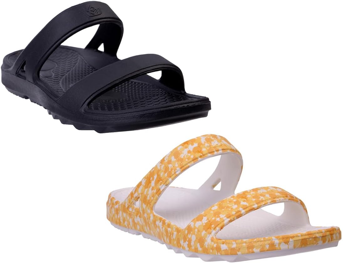 Spenco Women's Fusion Slim Slide Sandal 8 Yellow/Black