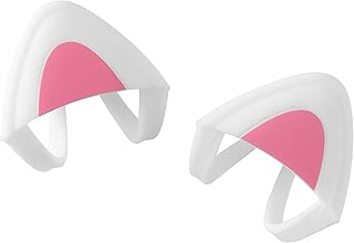 kwmobile Cat Ears for Headphones Overear Headphone (Set of 2) - Cute Ear Clip Headphone Headset Accessories - White/Dark Pink