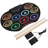 Schlagzeug-Set, Elektronisches Schlagzeug-Set, Tragbar, Farbig, Handgerollt, für Anfänger, Erwachsene, Regenbogenfarben