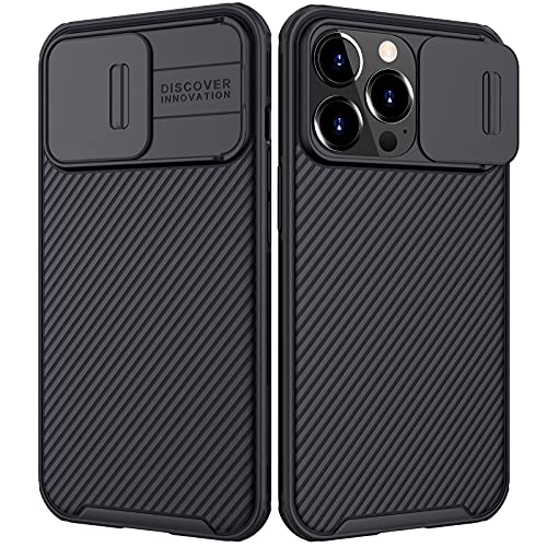 Image of imluckies Compatible with 6.1 inch iPhone 13 Pro Case with Slide Camera Cover, [Back Hard PC & Soft Bumper], Slim Protective & Full Camera Protection Scratch-Resistant Case (Black)