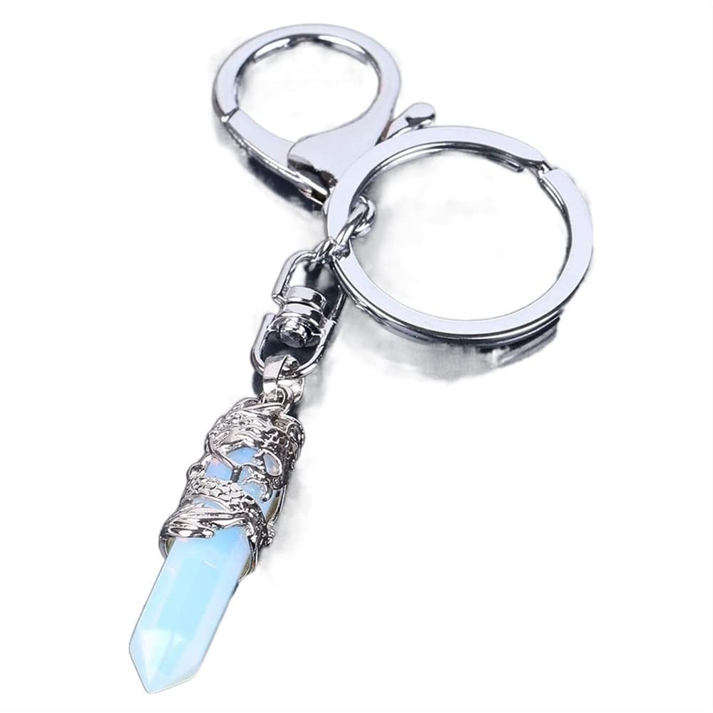 Amazon.co.jp: 天然宝石石キーホルダー六角プリズムポイントペンダント 