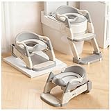 Snugzy Toddler Potty Training Seat 3-in-1 Foldable Potty Training Toilet with Step Stool Adjustable Potty Chair with Urinals (Grey)