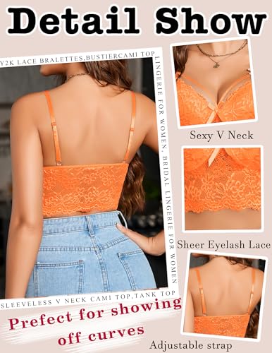 Image of Avidlove Lace Bralette for Women Lingerie Spaghetti Adjustable Strap Tank Camisole Crop Top