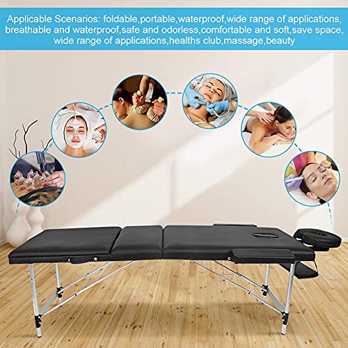 Massageliege, klappbar, 3 Abschnitte, professionelle Massageliege mit Rahmen aus Eisen, höhenverstellbar, Massagetisch für die Massage Spa Tattoo Gesichtspflege - Image 3