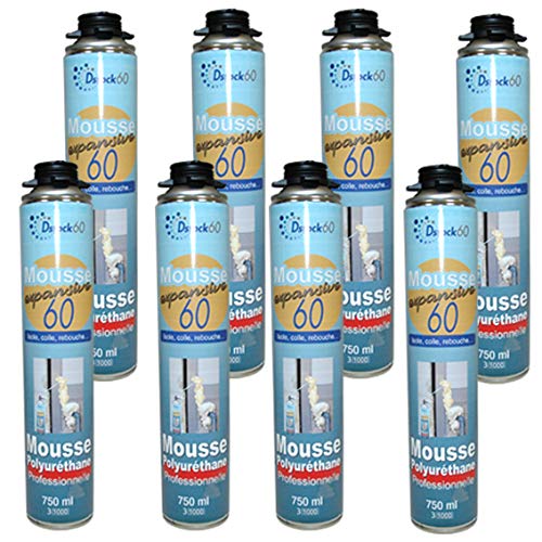 DSTOCK60- 8 Espumas de poliuretano expansiva profesional para pistola 750ml - aislante, pegamento, sellado y relleno- exterior e interior Cover