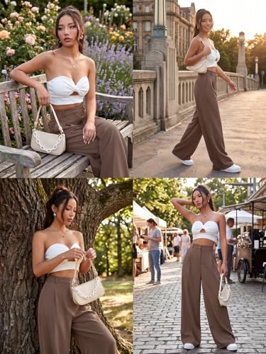 Image of GRECIILOOKS Women High Rise High Waist Trousers Flared Korean Style Formal Pants| Elegant Workwear for Office, College & Events (Available in Plus Size)