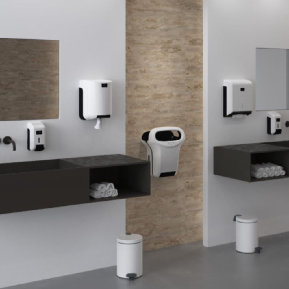 JVD Distributeur Savon Cleanline Gel Blanc - Compatible Savon Toute Marque Blanc - Compatible Savon Gel - Bouton Poussoir - Anti-vandalisme - Matériel Professionnel